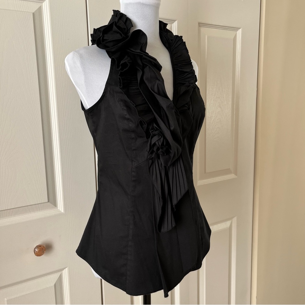 White House Black Market Black Halter Sheath Top - Picture 3 of 5